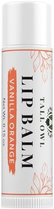 Tall Owl Vanilla Orange Lip Balm, closed 0.15 oz tube