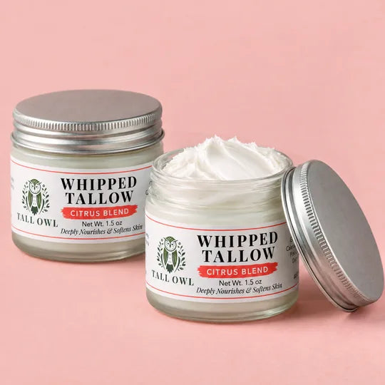 Tall Owl Whipped Tallow - Citrus Blend, 1.5 oz, closed jar front label
